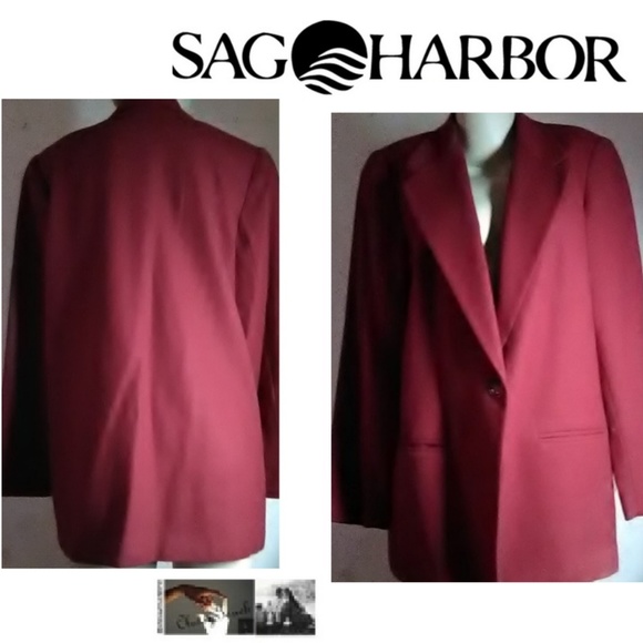 Sag Harbor Red Wool Blazer Size 14 - Picture 1 of 6